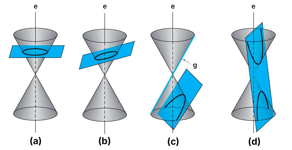 Graphs of conic sections Graphs of conic sections as intersections of a cone and a plane.
